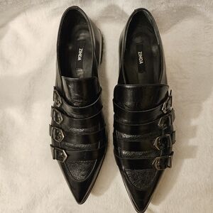 Women's Black Buckle Loafers